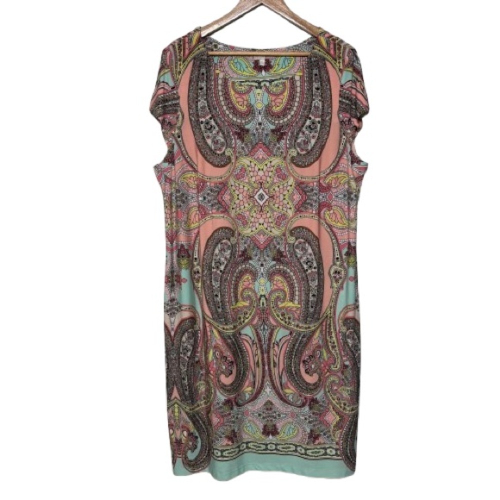 Dress Barn Women’s Multi Color Paisley Print Camryn Shift Dress Size 18W